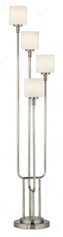 Brushed Armor And Frosted Glass Light Tree Floor Lamp (k7494)