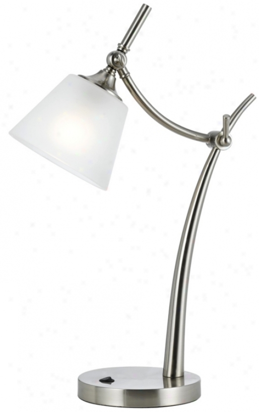 Brushed Steel Finish Glass Shade Adjustable Desk Lamp (t8662)