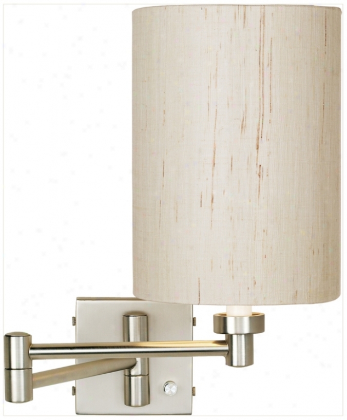 Bruzhed Steel Ivory Cylinder Shade Plug-in Swing Arm Wall Lamp (20762-00184)