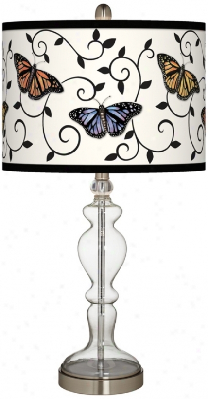 Butterfly Scroll Giclee Apothecary Clear Glass Table Lamp (w9862-y7351)