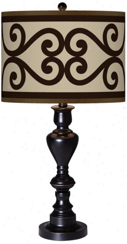 Cambria Scroll Giclee Glow Black Bronze Table Lamp (x0022-x2946)