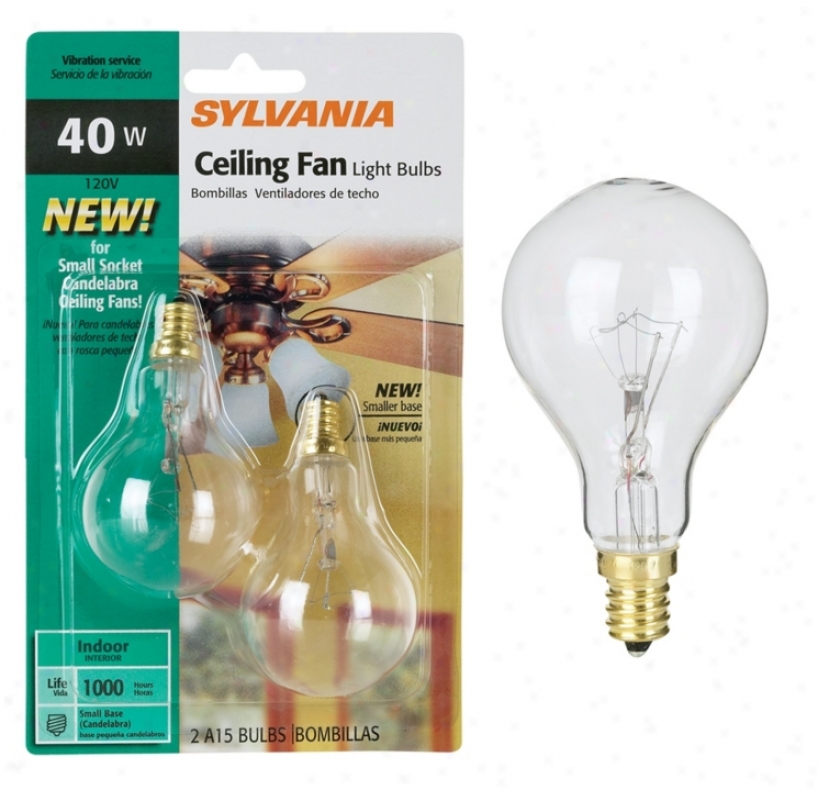 Candelabra Base A15 2-pack 40 Watt Clear Ceiling Fan Bulbs (34907)