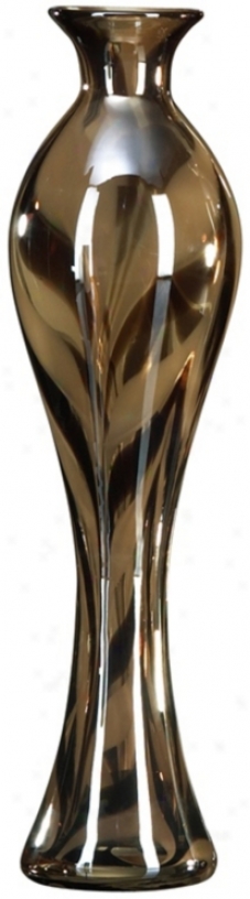 Caramel Swirl 15 1/2" High Art Glass Vase (j0408)