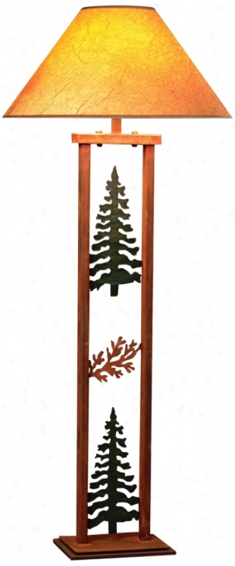 Cedar Ridge Pine Tree And Cedar Rectangular Floor Lamp (h3818)