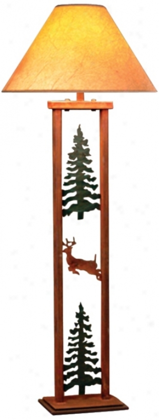 Cedar Ridge Pine Tree And Deer Rectangular Prevail over Lamp (h3816)