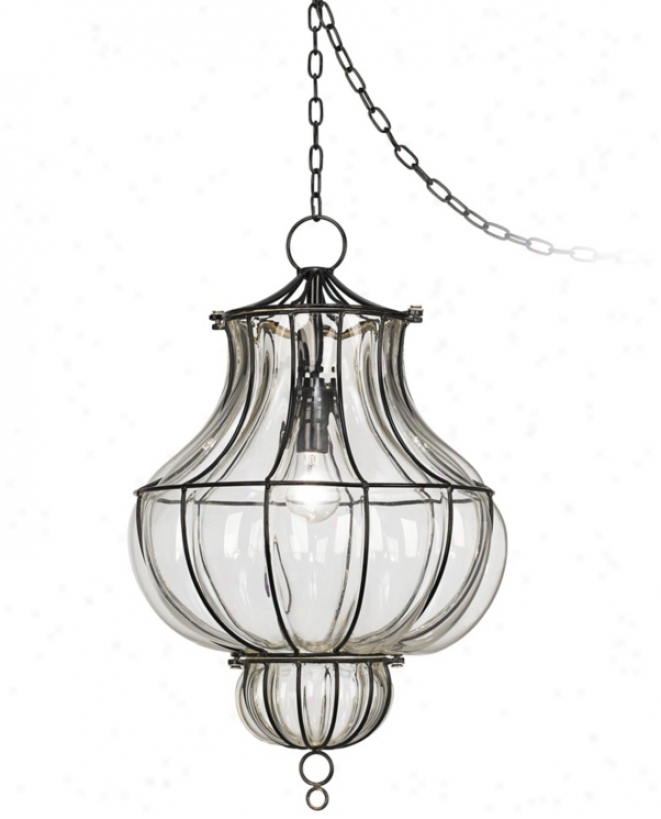 Centinela Black 12" Wide Glass Plug-in Bend Chandelier (w9242)