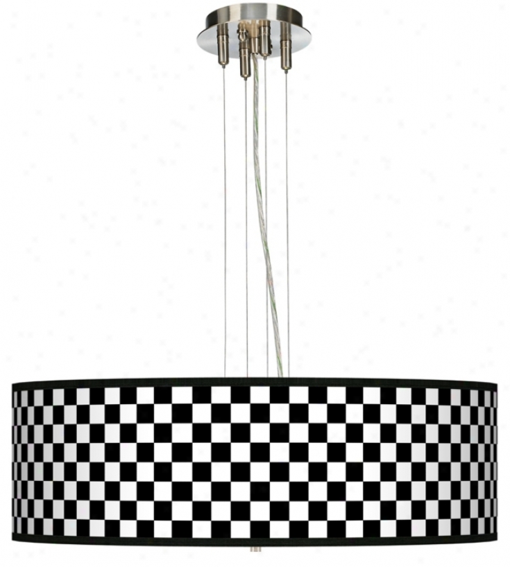 Checkered Black 24" Wide Four Light Pendant Chandelier (17276-k5880)