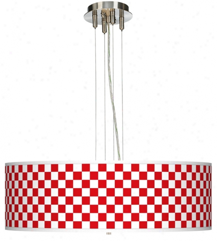 Checkered Red 24" Wide Four Loose Pendant Chandelier (17276-k5878)