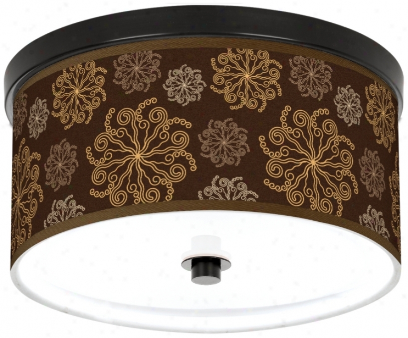 Chocolate Blossom Linen 10 1/4" Wide Cfl Ceiling Light (k2833-u1662)