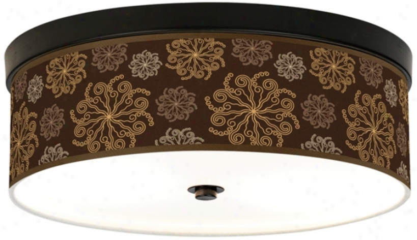 Chocolate Blossom Linen Giclee Energy Efficient Ceiling Light (h8795-u1648)