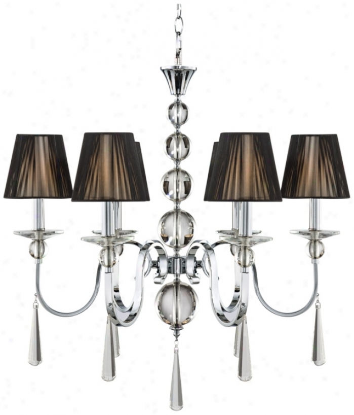 Chrome With Black String Shades 28 1/2" Wide Chandelier (v7281)