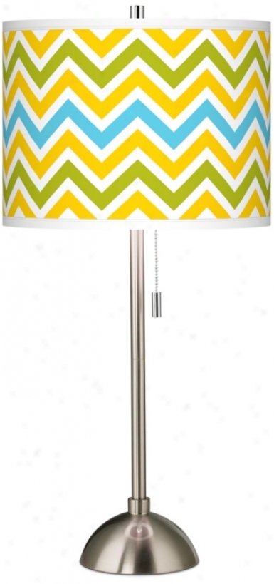 Citrus Zig Zag Giclee Brushed Steel Table Lamp (60757-w3511)
