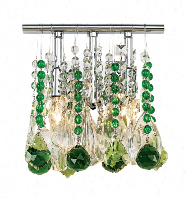 Clear And Green Crystal 9" Wide Two Light Wall Scone (33768-f6172)