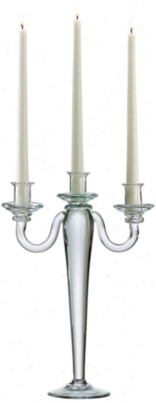 Clear Glass Three Light Taper Candle Candelabra (v0821)