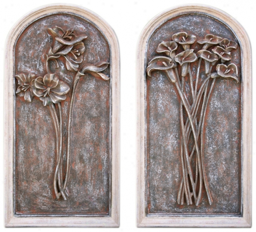 Colmar Florals Set Of 2 Wall Art Panels (m0495)