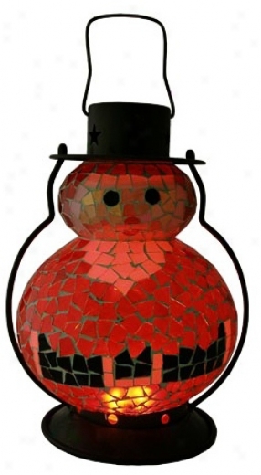 Color Changing Mosaic 11" High Led Santa Holiday Lantern (y1689)