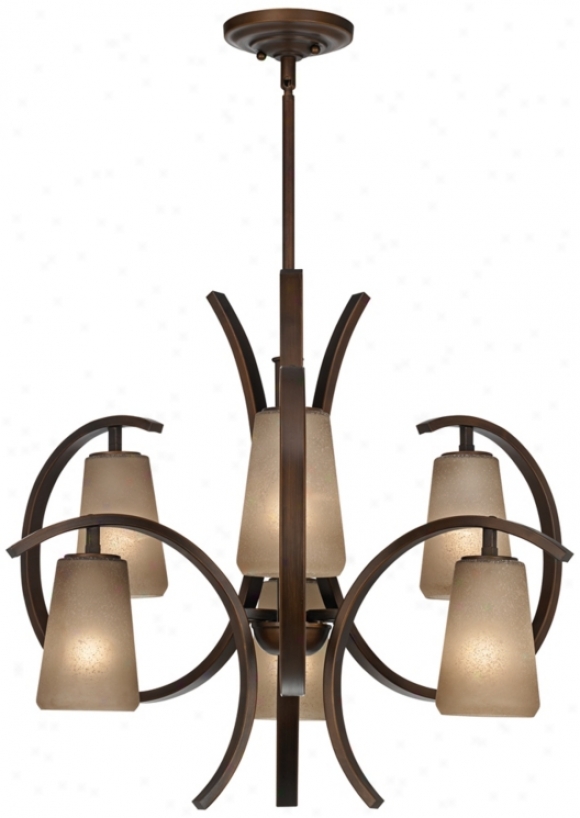 Contemporary Curved 6-light 30" Wide Iron Chandelier (u4979)