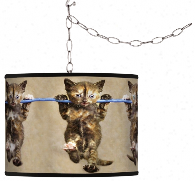 Cool Cat Giclee Swag Style Plug-in Chandelier (f9542-h7912)