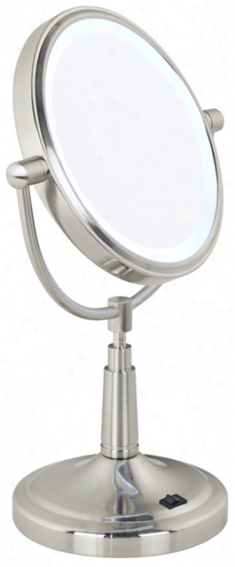Cordless Led Lighted Pivoting 7" Wide Vanity Mirror (p4741)