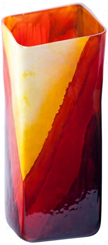 Corozon Slant Large Square Art Glass Vase (w7368)
