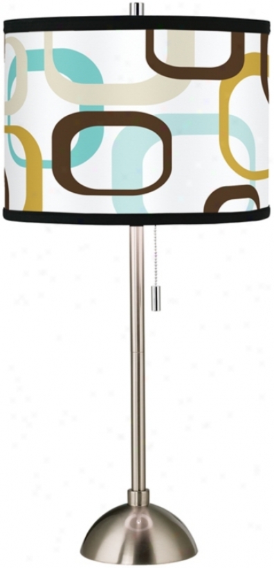 Countess Square Sramble Giclee Brushed Steel Table Lamp (60757-h0866)