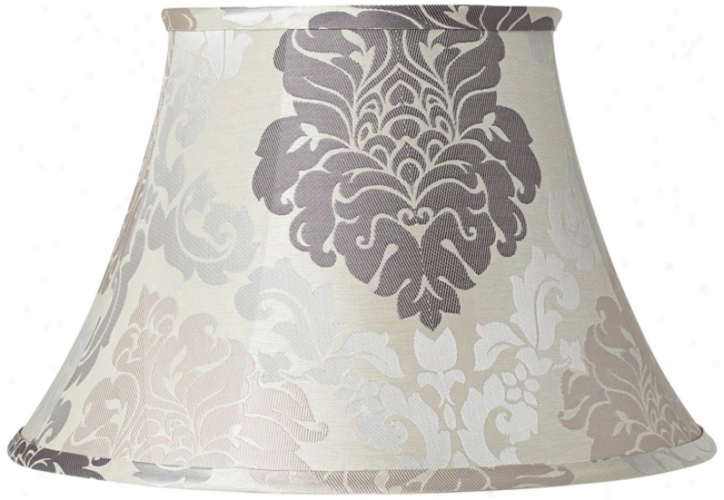 Cream And Gray Florall Lamp Shae 10x18x12 (spider) (v3790)