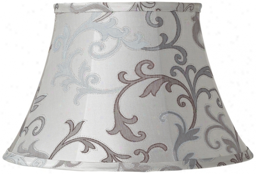 Cream And Gray Floral Scroll Lamp Shade 10x17x11 (spider) (v3792)