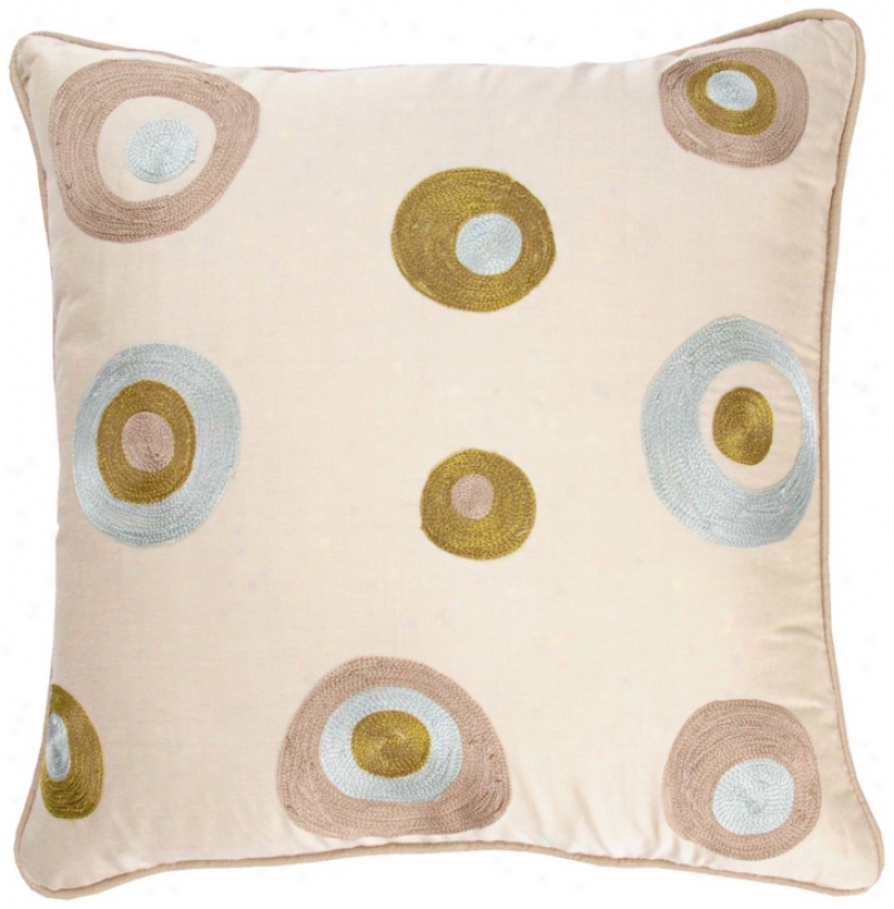 Cream With Multicolored Circles 18" Squaee Accent Pillow (v8559)