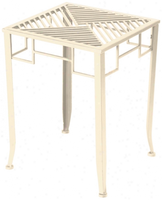 Creme Metal Pedestal Side Table (u4007)