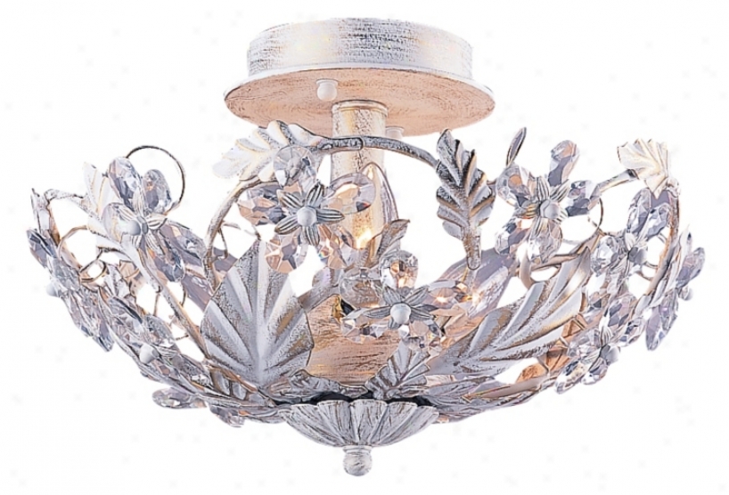 Crystal Flowers 12" Wide Antiquee White Ceiling Light Fixture (92673)