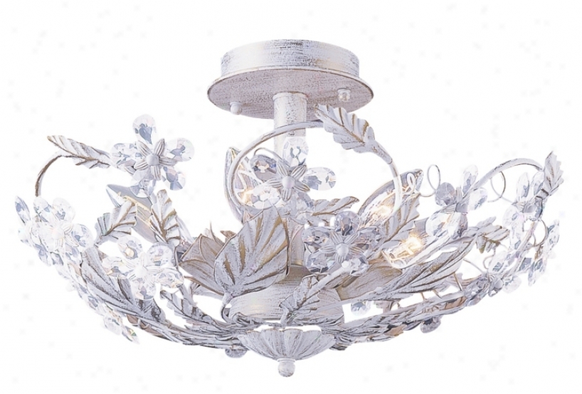Cut Crystal Flower 16" Wide Ceiling Light Fixture (92675)