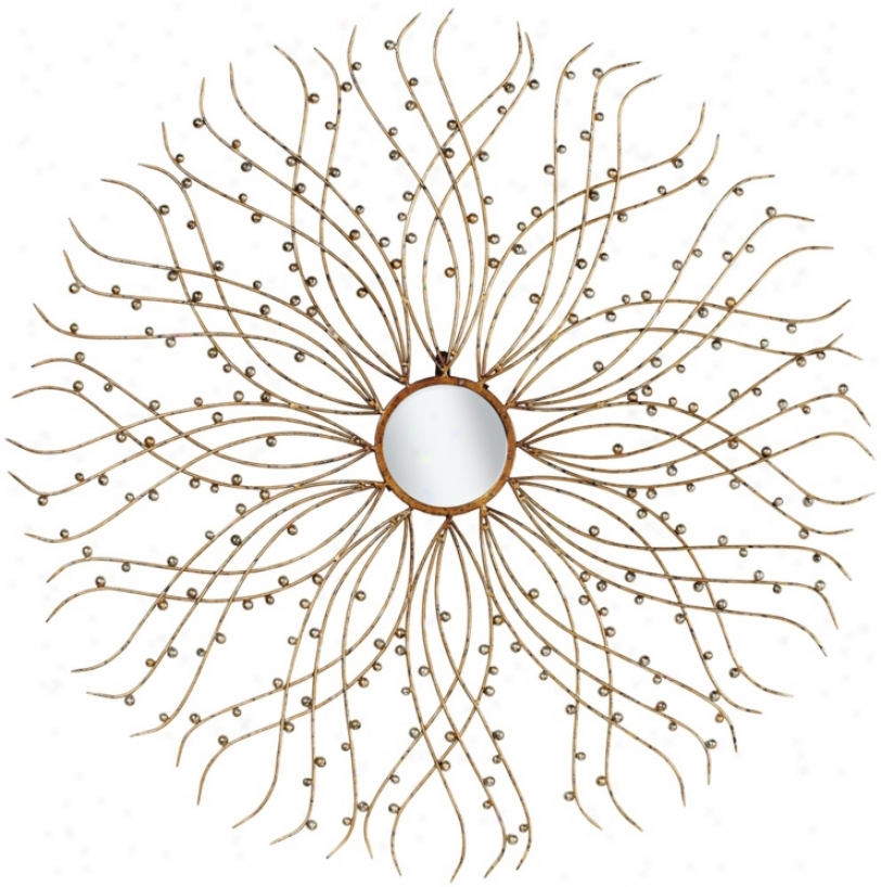 Dandelion 37 1/2" Round Gold And Silver Wall Mirror (x3066)