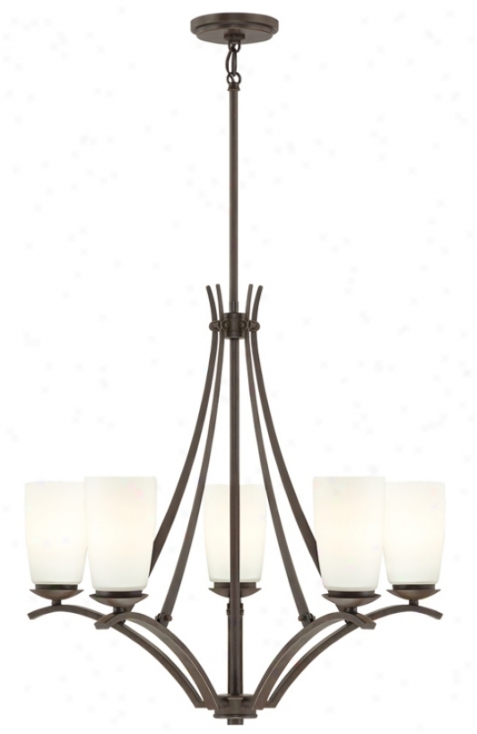 Dark Bronze With Opal Etched Glass 25 1/4" Wide Chandelier (p0322)