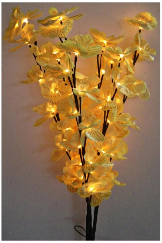 Decorative Yellow Led Orchid Blossom Tree Accent Light (u7876)