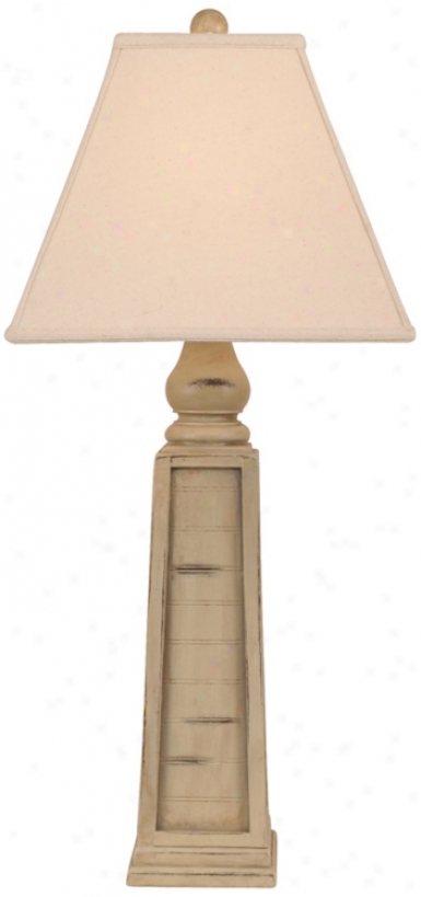 Distressed Beige Pyramid Mug Table Lamp (p3995)