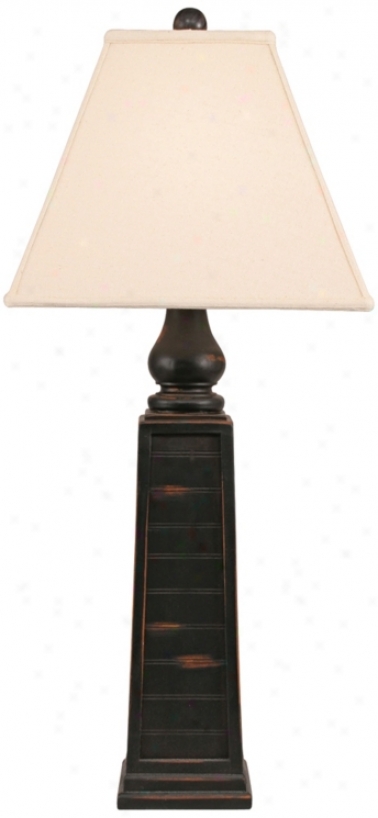 Distreswed Black Pyramid Pot Table Lamp (p3997)
