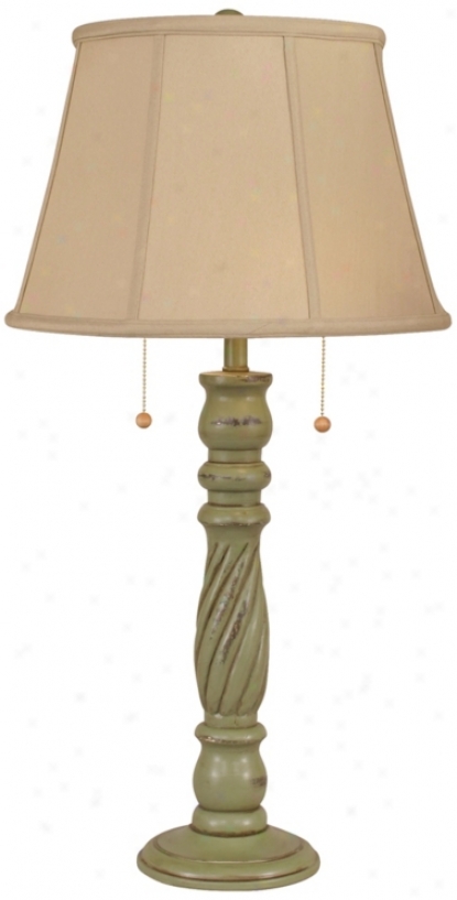 Distrexsed Olive Swirl Base Tabble Lamp (p4001)
