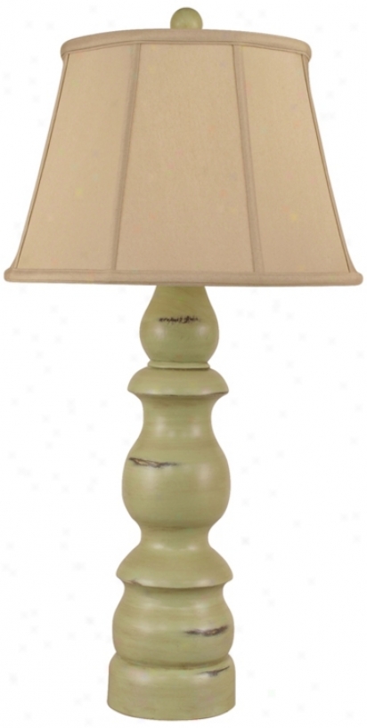 Distressed Seagrass With Silk Shade Table Lamp (p3999)