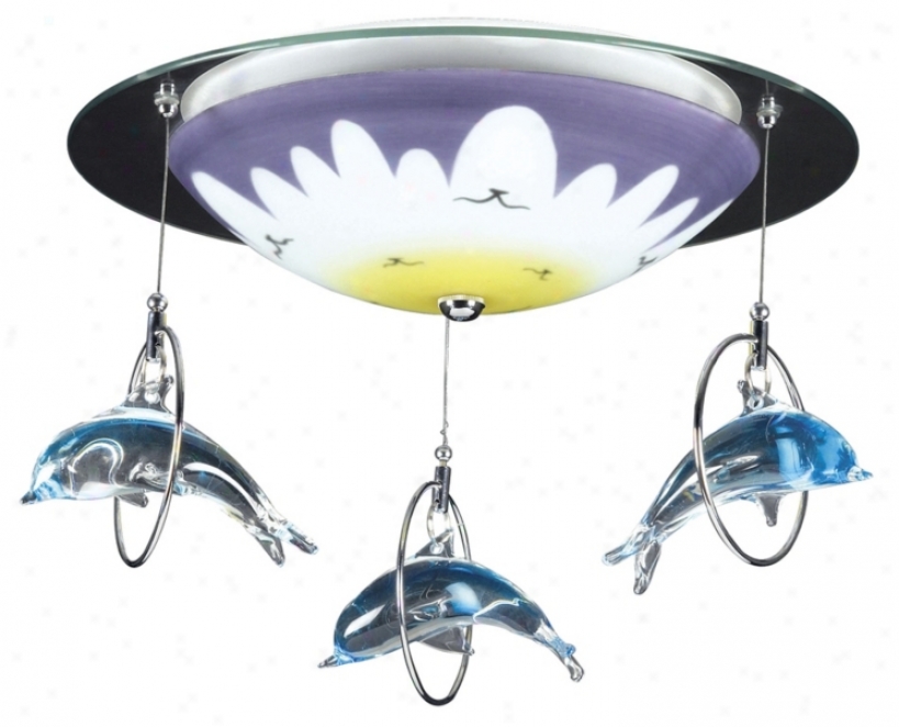 Dolphin Water 16" Wide Ceiling Light Fixture (44354)