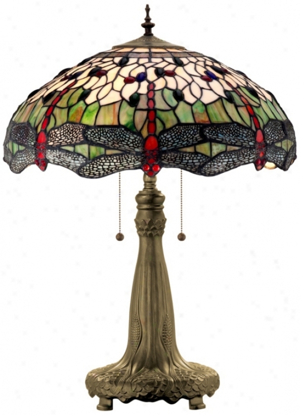 Dragonfly Tiffany Art Glass Table Lamp (r3598)