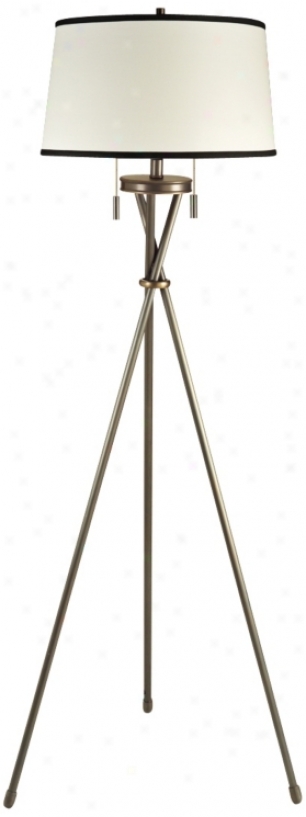 Eastman Mission Bronze With Cream Shade Tripod Floor Lamp (u9386)
