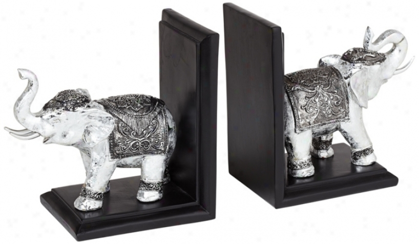 Eletro Silver And Black Elephant Bookends (w8217)