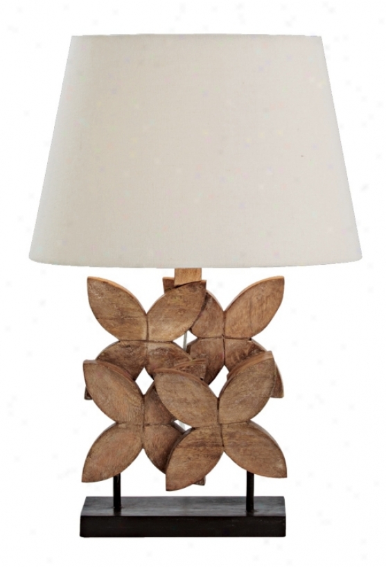 Ella Natural Wax Carved Wood Table Lamp (m6054)