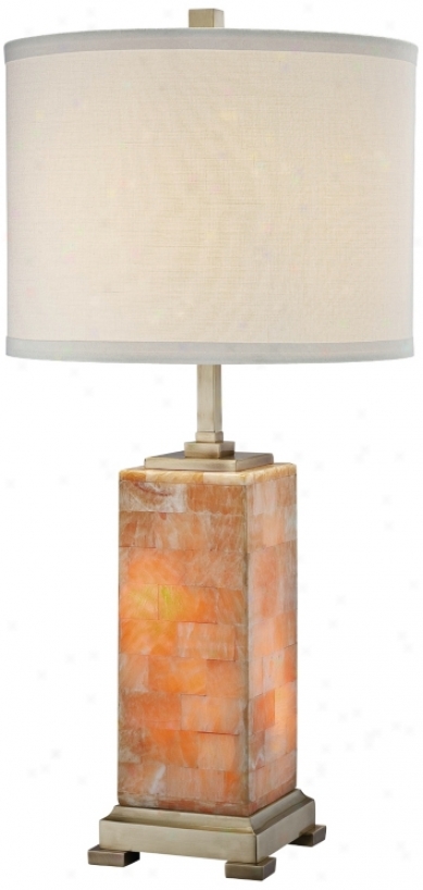 Elliot Marble With Off-white Shade Night Light Table Lamp (u8339)