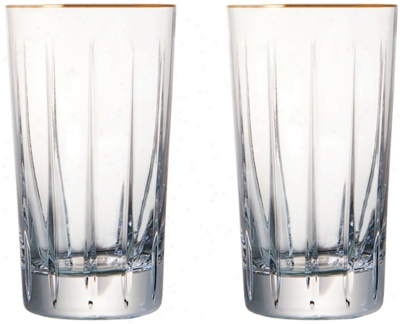 Elmsford Collection Set Of 2 Crystal Highball Glasses (y7551)