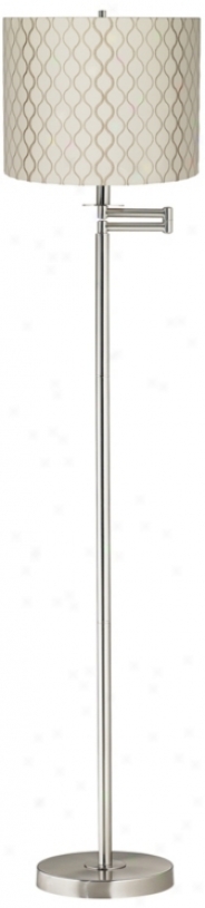 Embroidered Hourglass Brushed Nickel Swing Arm Floor Lamp (42316-k4306)