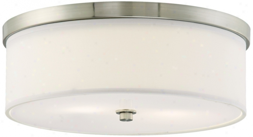 Energy Efficient White Fabric 14" Wide Ceiling Light (01354)