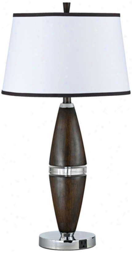 Espresso Faux Wood Cigar Table Lamp (h7222)
