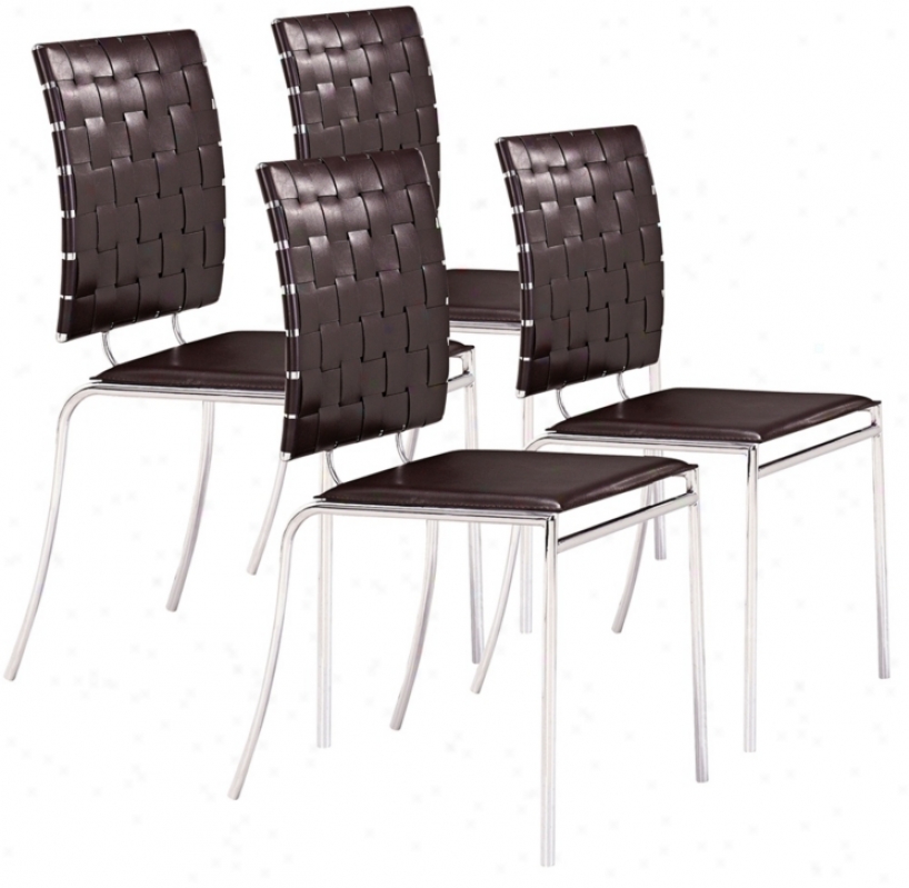 Espresso Set Of Four Criss Criss Chairs (g4181)
