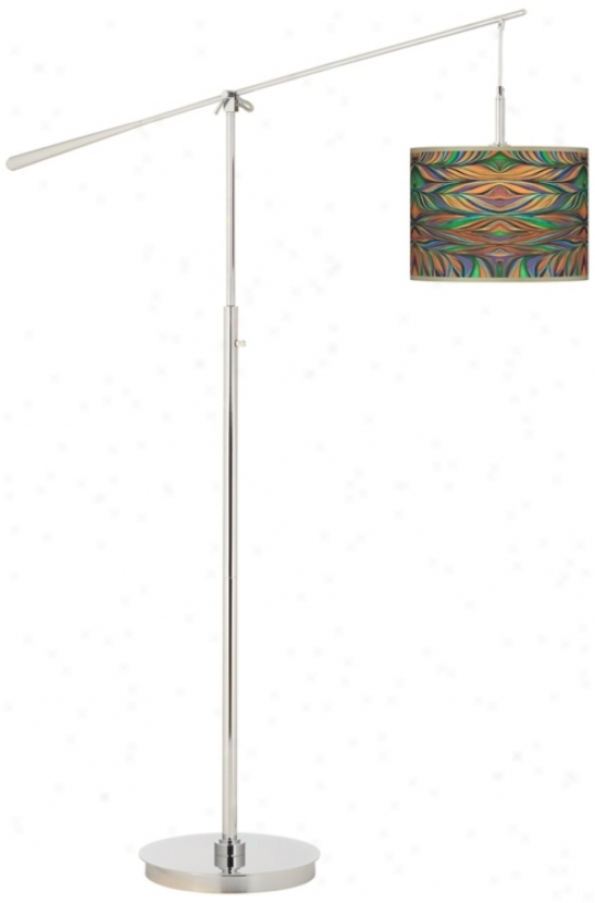Exotic Peacock Guclee Boom Arm Floor Lamp (n0749-v5921)